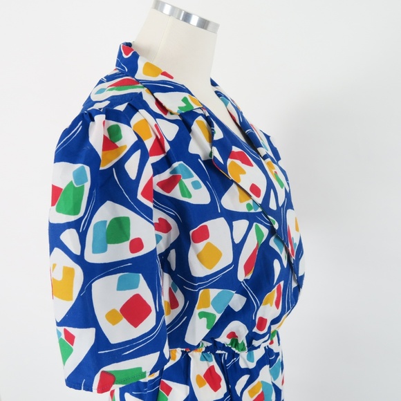 Vintage Funky AbstraBlue White Mermaid Dress S M - Picture 6 of 8